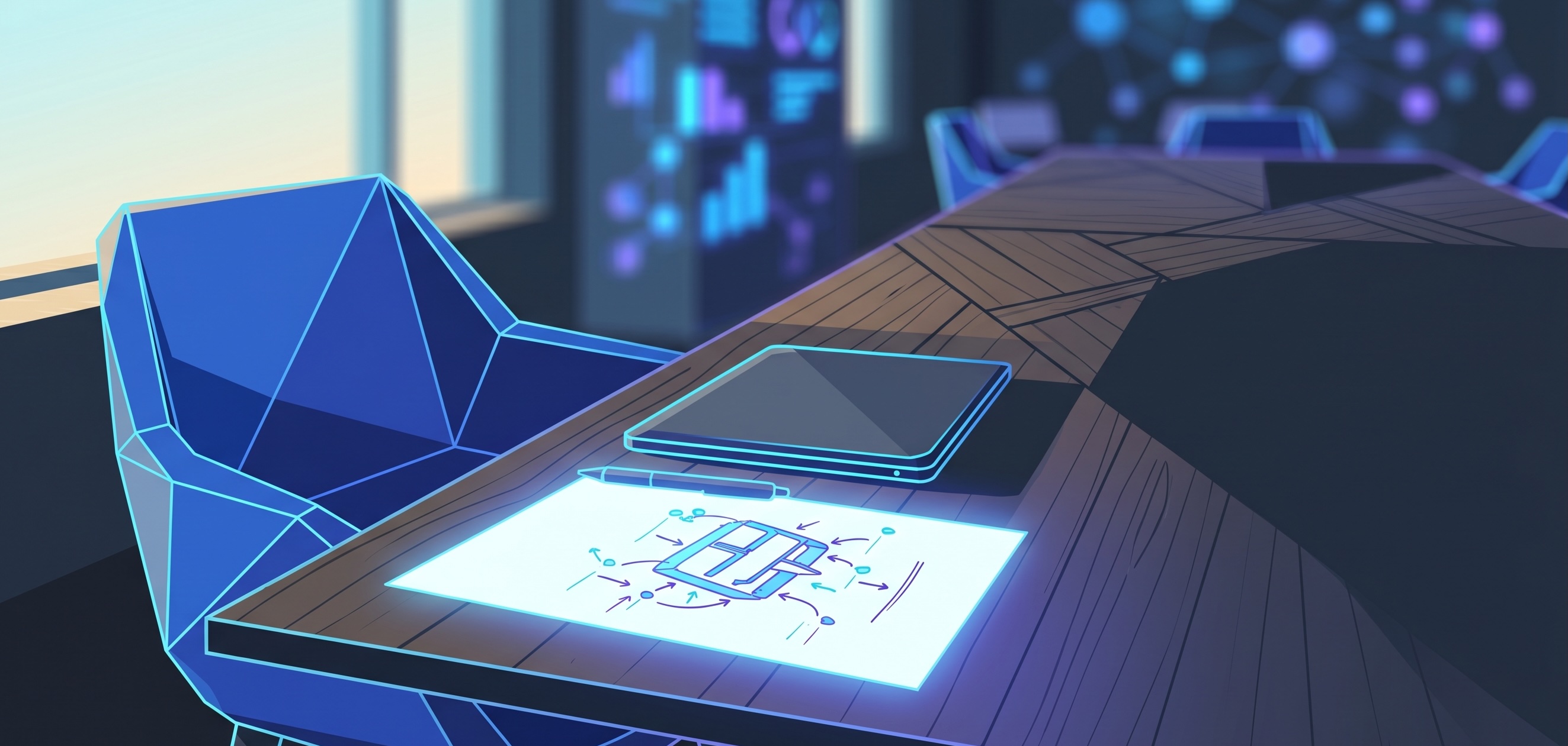 A single sketch and closed laptop on a meeting table in warm morning light, representing the software project questions worth asking before a build begins