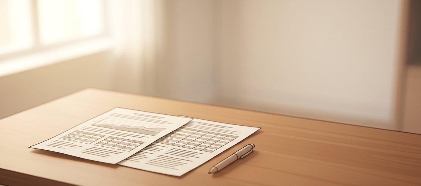 Two printed estimates laid side by side on a desk showing different figures, representing the gap between an AI software estimate and a developer's quote